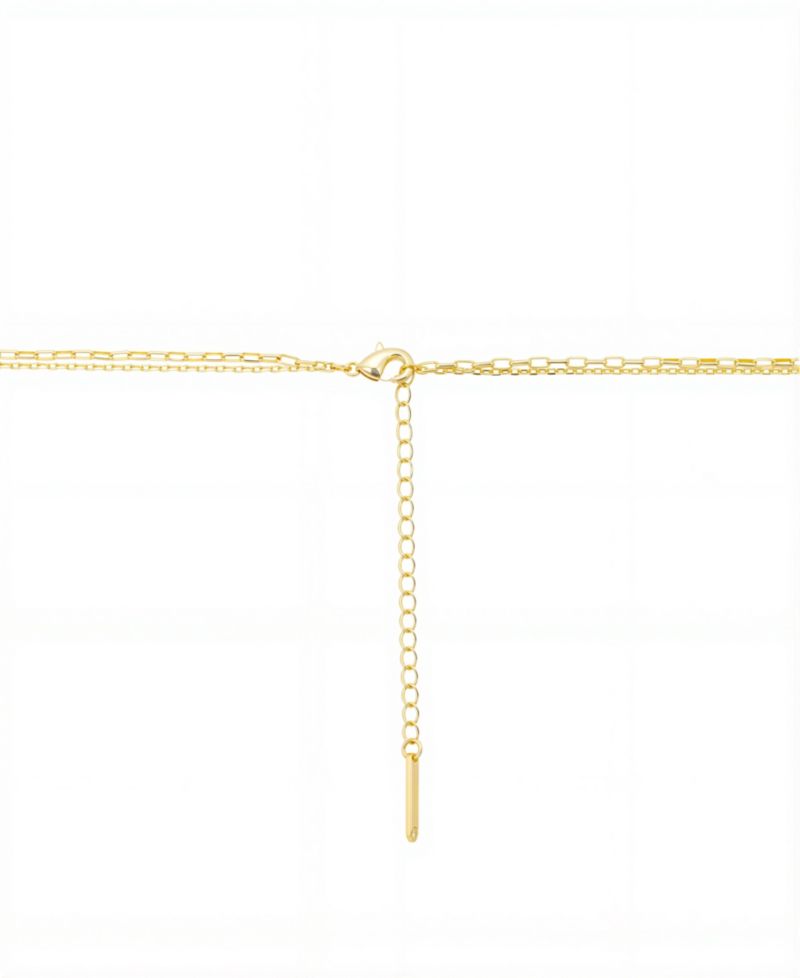 Mother of Pearl Inlay Flower Rose Paperclip Chain Layered Necklace