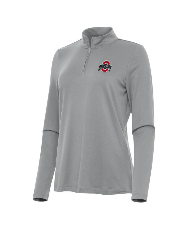 Women's Gray Ohio State Buckeyes Reprocess Quarter-Zip Sweatshirt