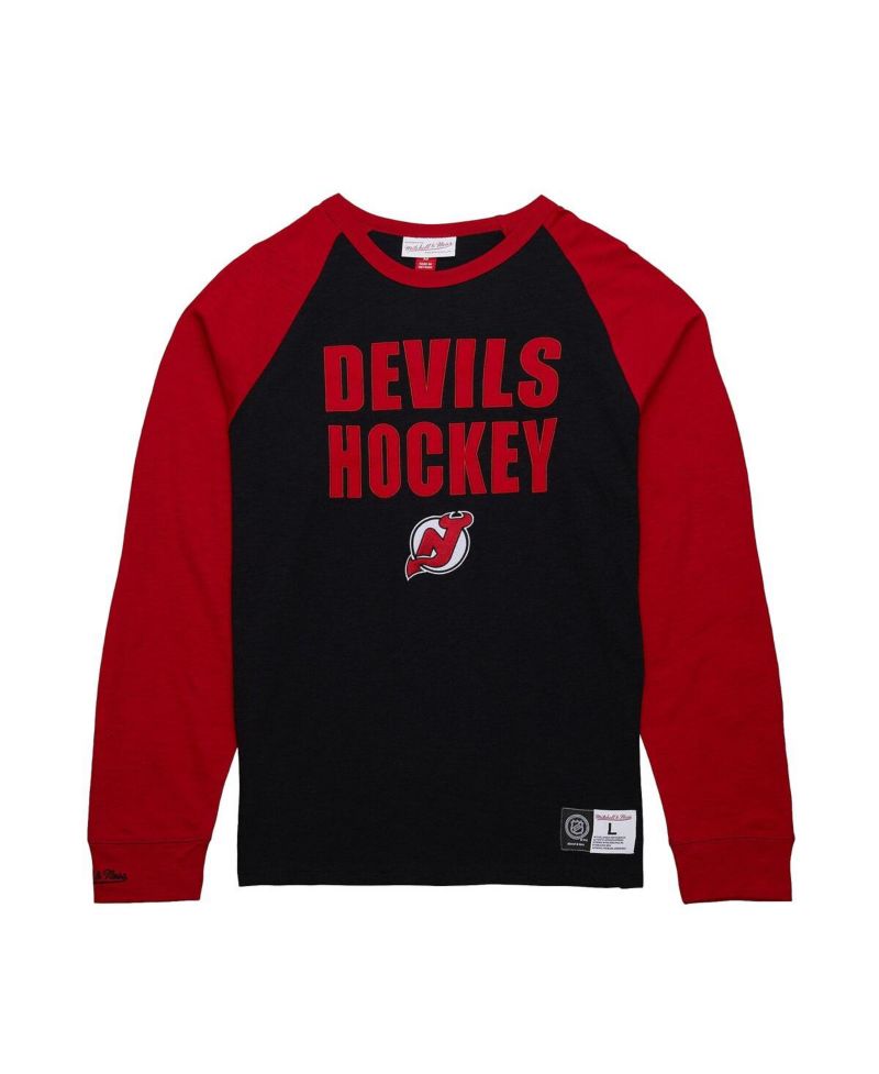 Men's Black/Red New Jersey Devils Legendary Slub Raglan Long Sleeve T-Shirt