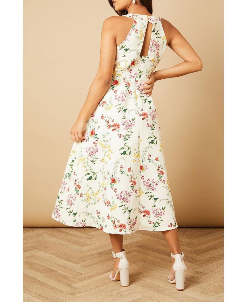 Women's Ottoman Twill Halter Midi Dress