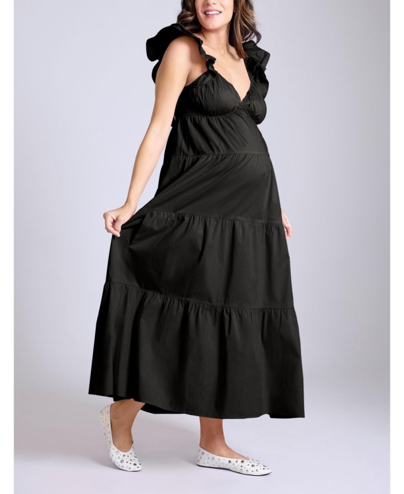 Women's Ruffle Sleeve Tie-Back Maxi Dress - Motherhood