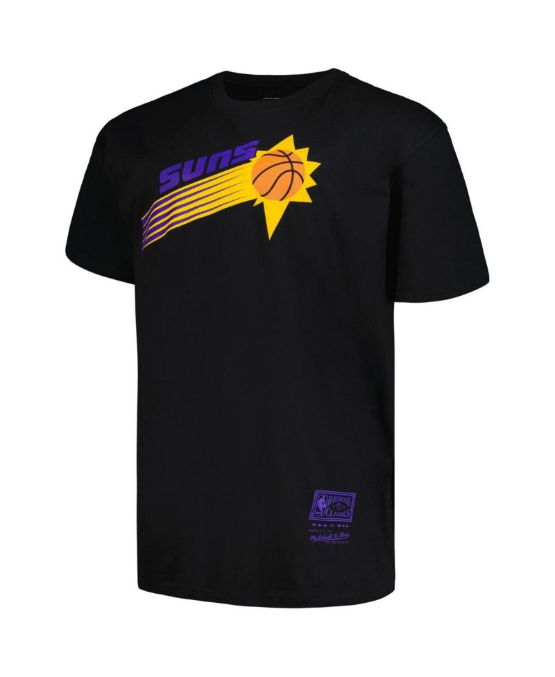 Men's Black Distressed Phoenix Suns Big and Tall Hardwood Classics Vintage-Like Logo T-shirt