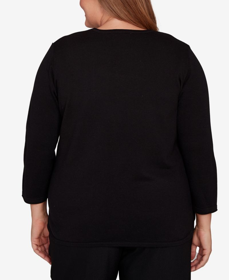 Plus Size Classic Colorblock Long Sleeve Sweater