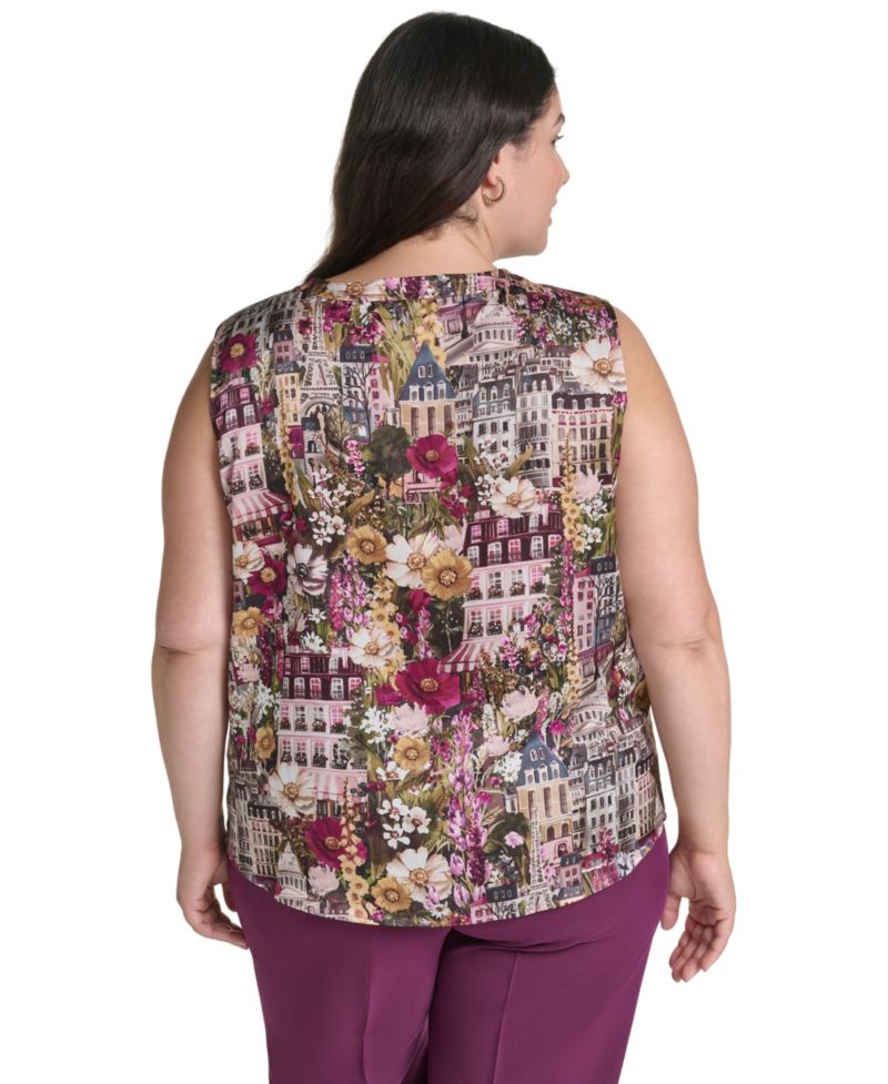 Plus Size Graphic-Print V-Neck Blouse