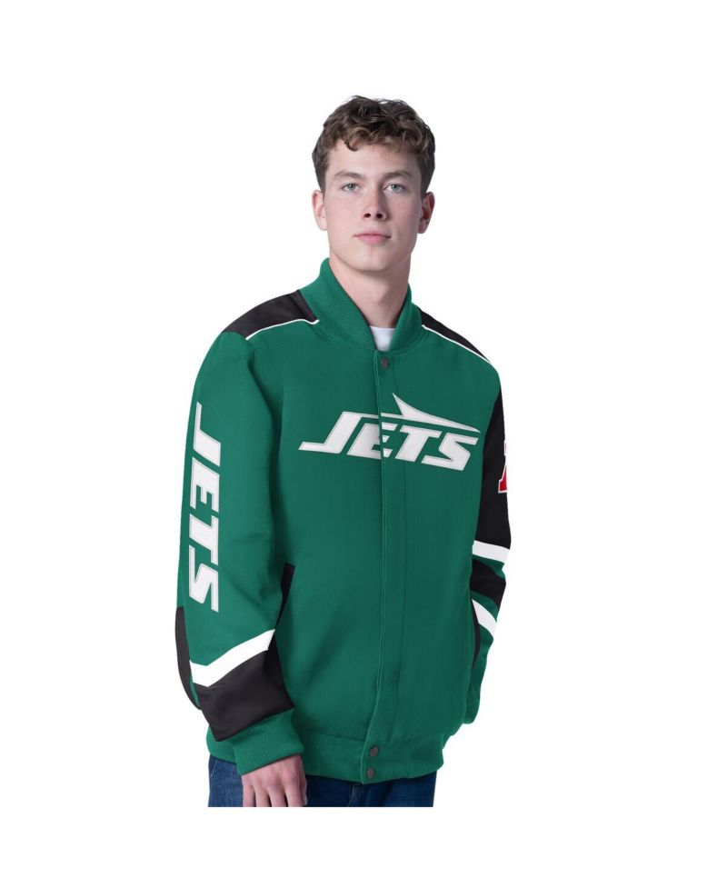 Men's Green New York Jets Prime Time Full-Zip Racing Jacket