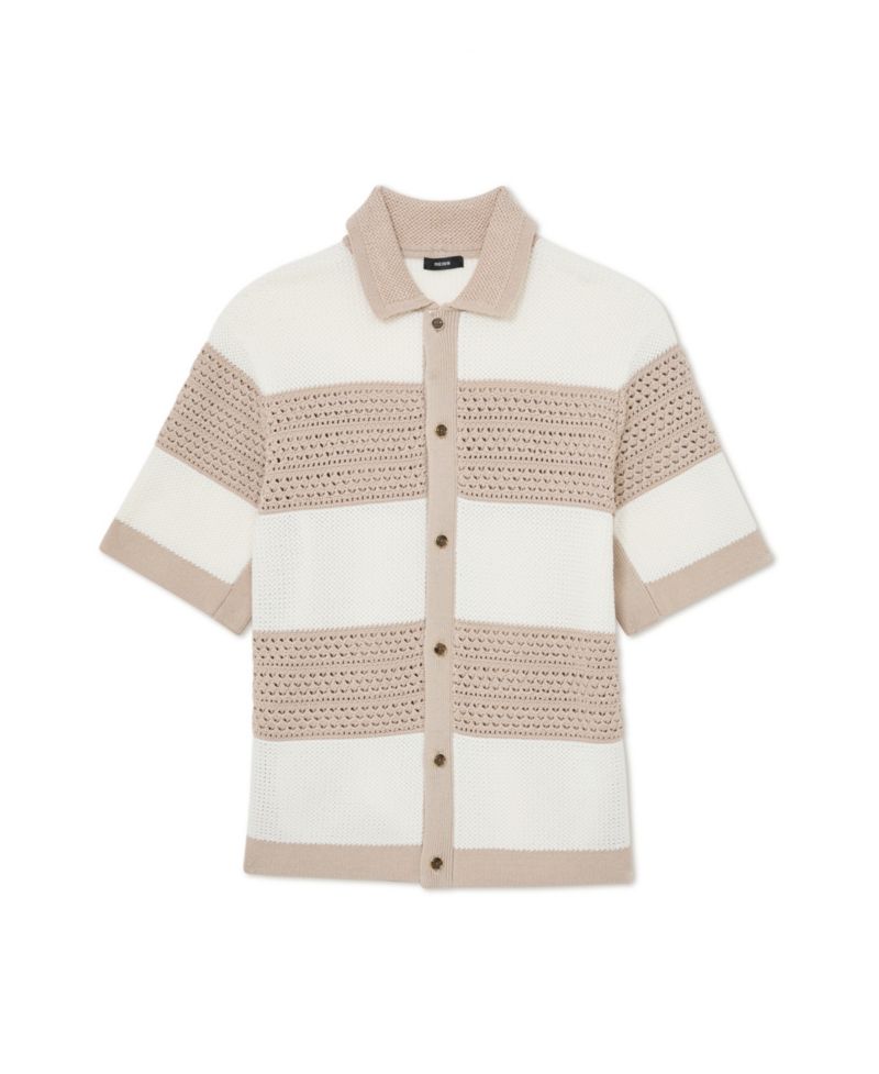 Men's Marek Button Through Block Stripe Shirt