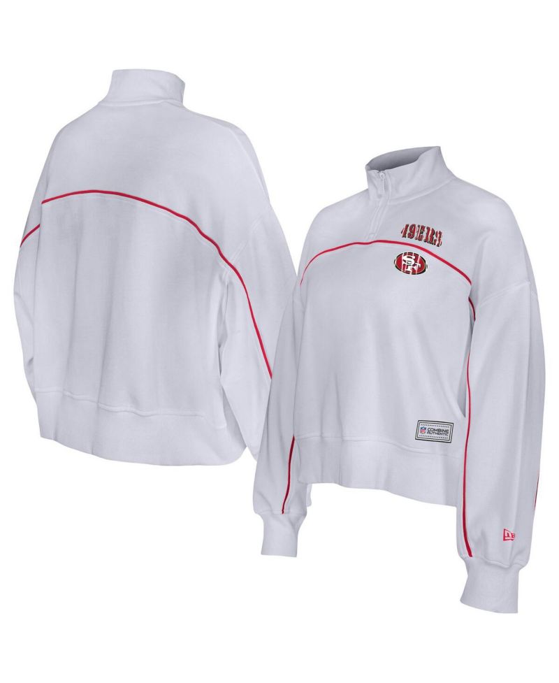 Women's White San Francisco 49ers Functional Fandom Quarter-Zip Sweatshirt