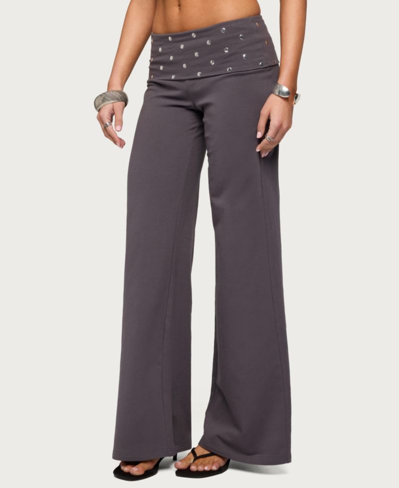 Women's Breanna Studded Foldover Wide Leg Pants