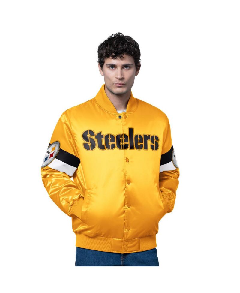 Men's Gold Pittsburgh Steelers Triple Option Full-Snap Varsity Jacket