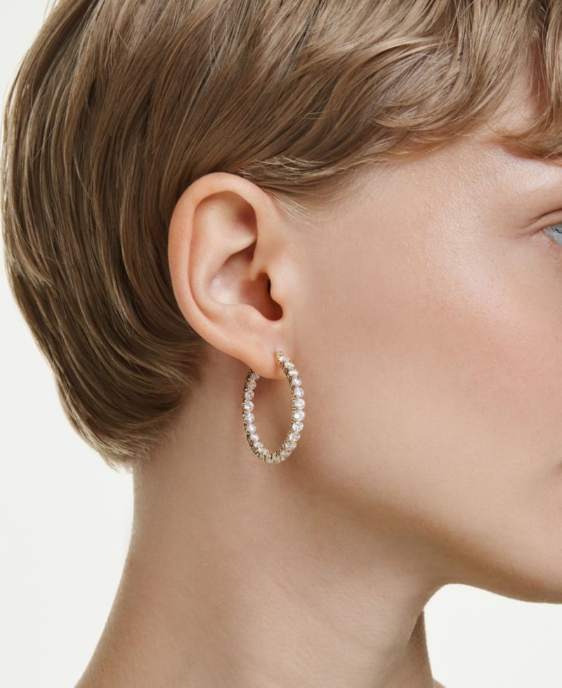 Gold-Tone Plated Matrix Hoop Earrings