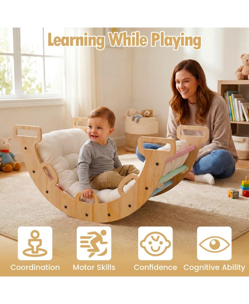 Montessori 3-in-1 Wooden Rocking Climbing Arch
