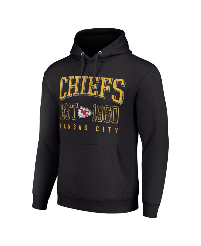 Men's and Women's Black Kansas City Chiefs Throwback Logo Pullover Hoodie