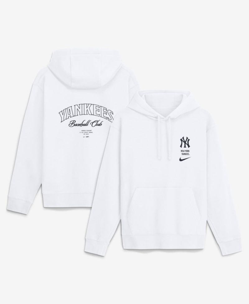 Men's White New York Yankees Minimal Club Fleece Hoodie