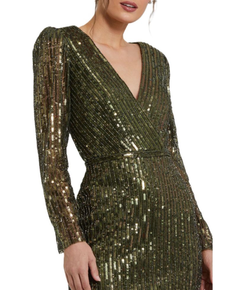 Women's Long Sleeve Sequined Mini Dress