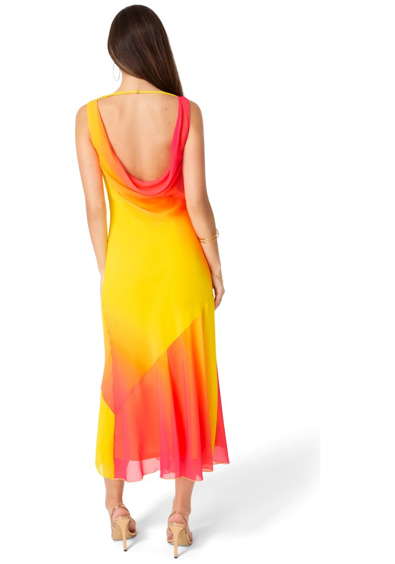 Women's Ombre Chiffon Cowl Maxi Dress