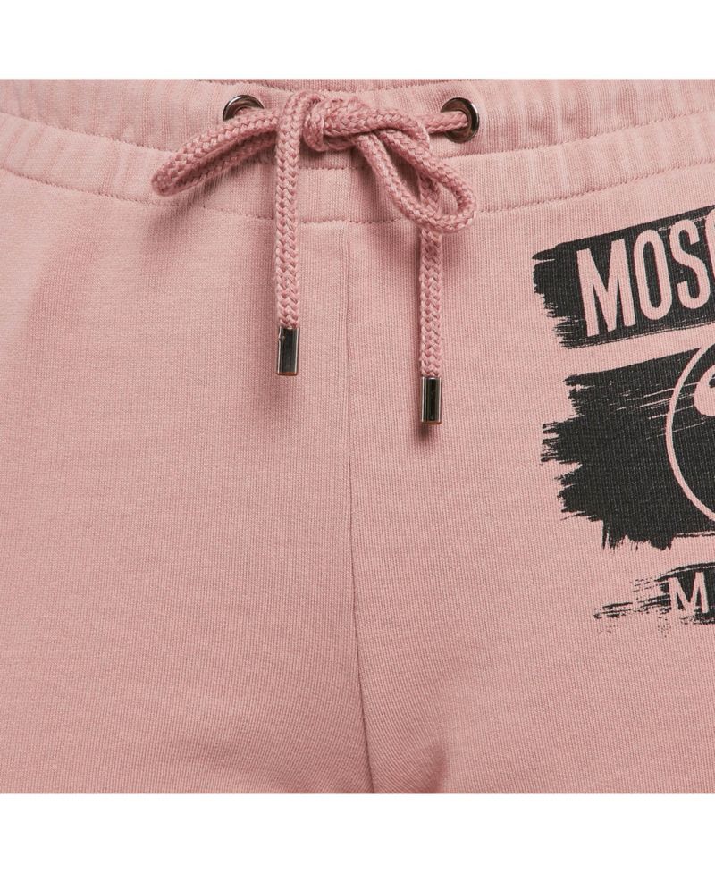 Women's Pink Logo Print Cotton Sweatpants