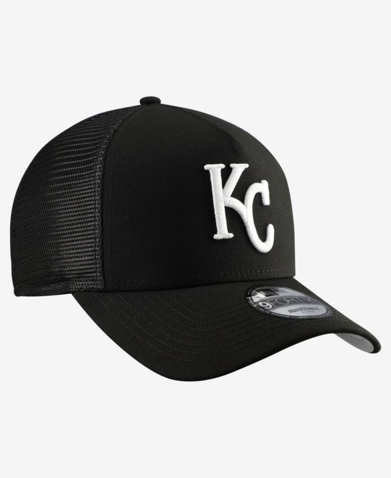 Men's Black Kansas City Royals Side Script 9FORTY A-Frame Trucker Adjustable Hat