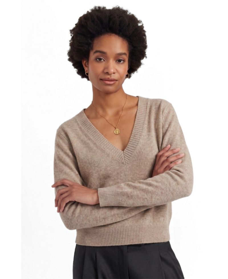 Women's Wool-Cashmere V-Neck Sweater