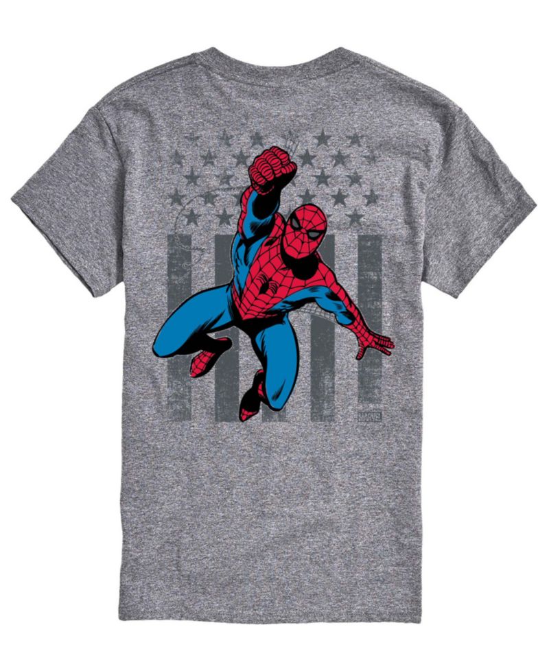 Men's Spiderman Crawling Flag Short-Sleeve Graphic T-Shirt