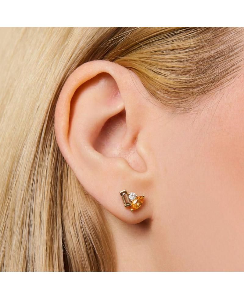 Seraphina Citrine Smoky Quartz Stud Earrings