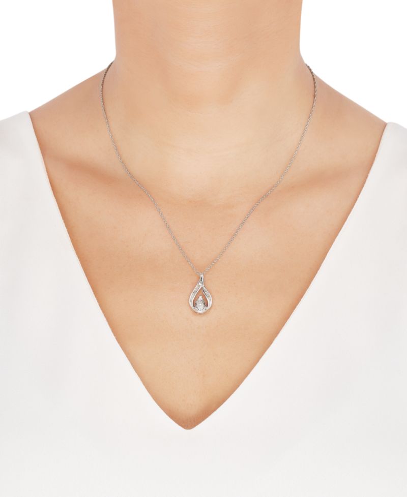 Diamond Teardrop Swirl Pendant Necklace (1/4 ct. t.w.) in Sterling Silver
