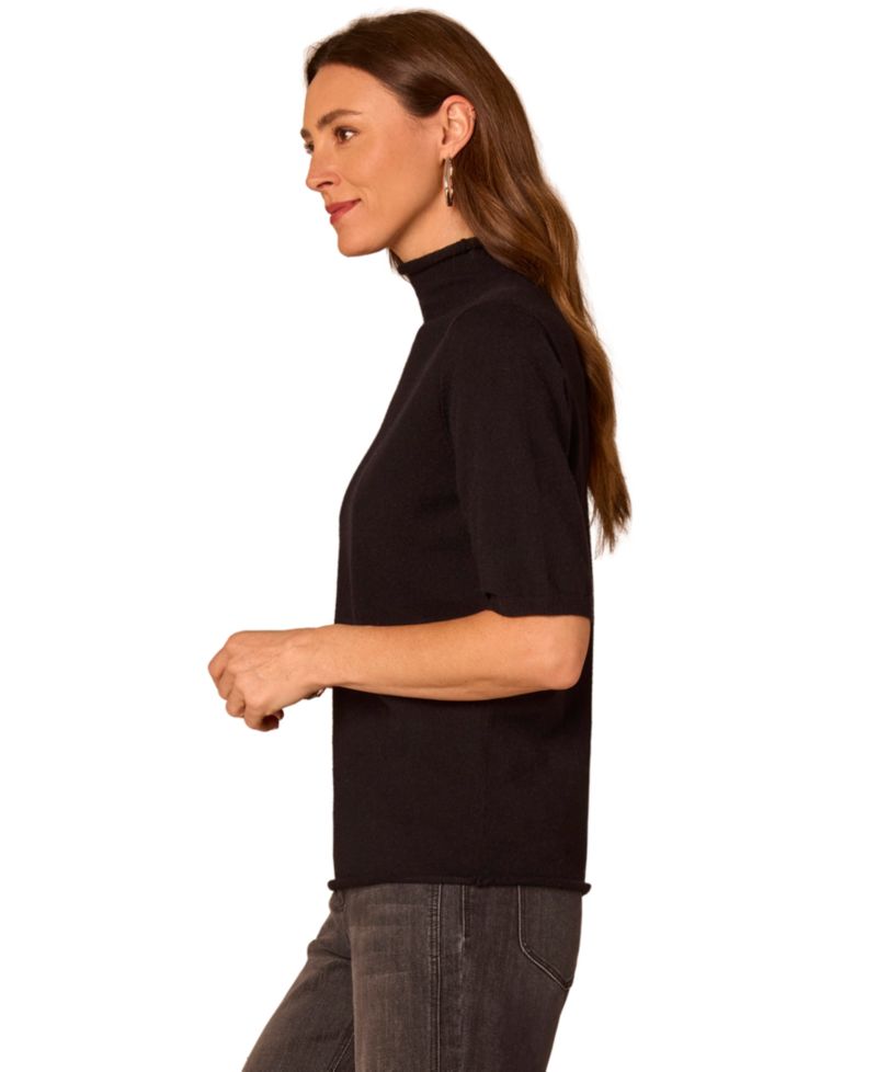 Petite Short-Sleeve Mock-Neck Sweater