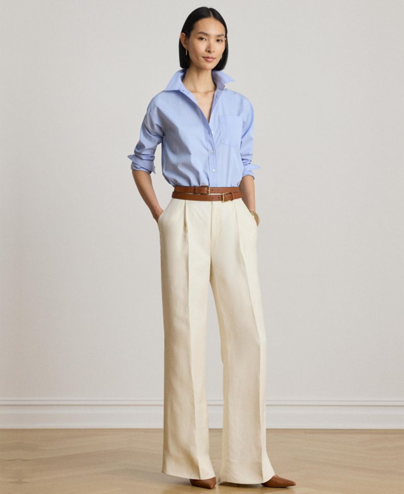 Women's Point Collar Striped Broadcloth Shirt