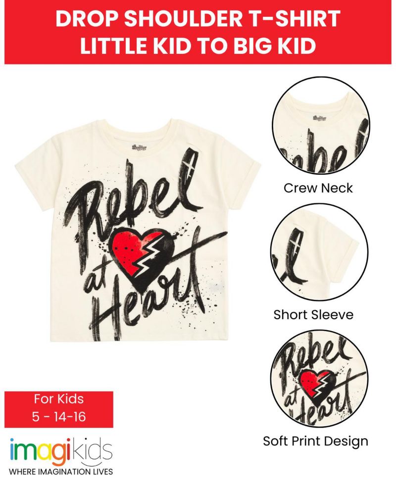 Disney The Rise of Red Girls Drop Shoulder T-Shirt Little Kid to Big Kid Sizes (5 - 14-16)