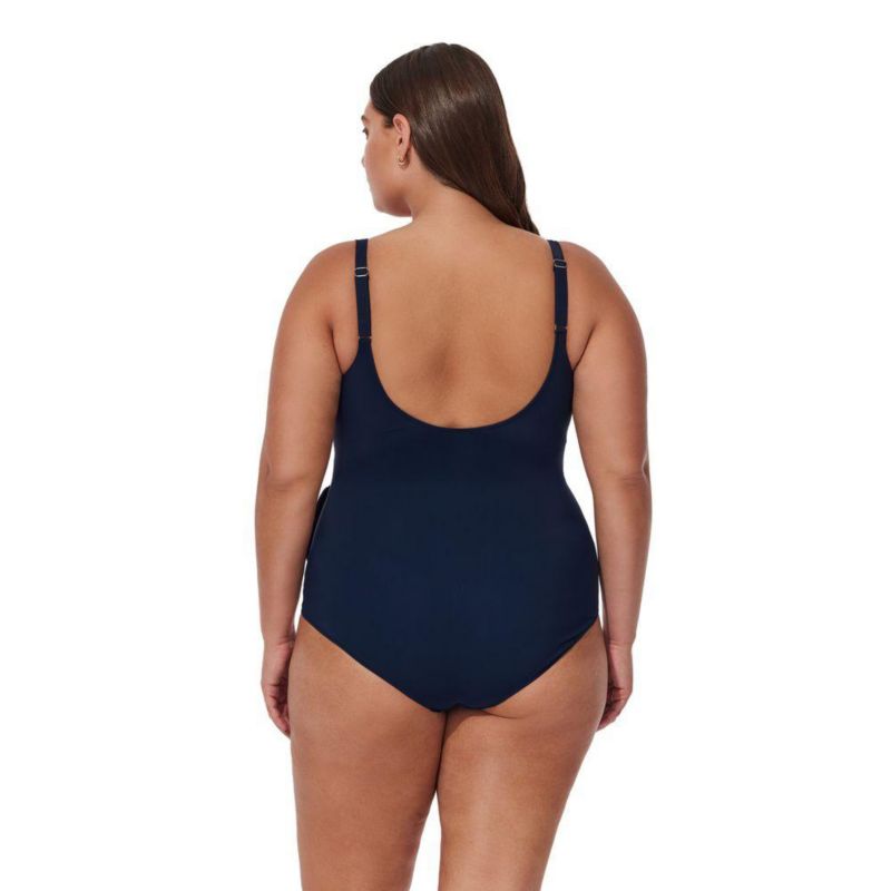 Plus Size Canva Tricolore V Neck Surplice One Piece