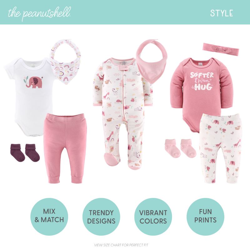 Baby Girls Layette Gift Set Girls, ) 0-3 to 18-24 ) Safari Rainbow, 23 Essential Pieces,