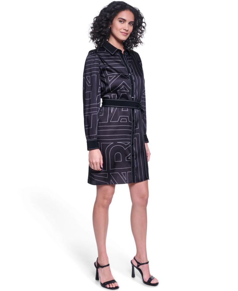 Women's Printed Scarf Twill Shirt Dress