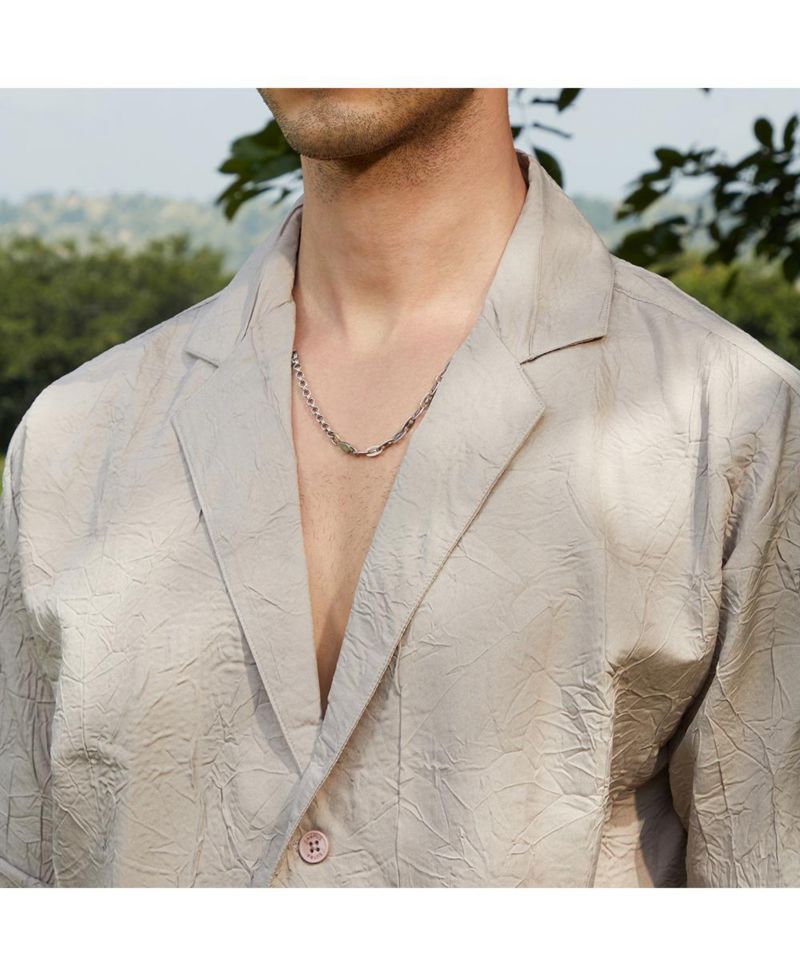 Men's Ecru Beige Wrinked Korean Oversized Shirt