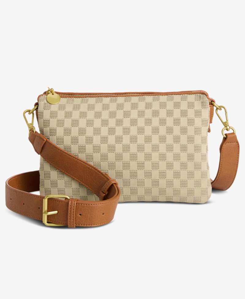 Checkered Soft Knit Double Comp Crossbody
