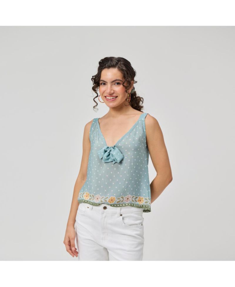 Women's Bow Bemberg Tie Cami Top