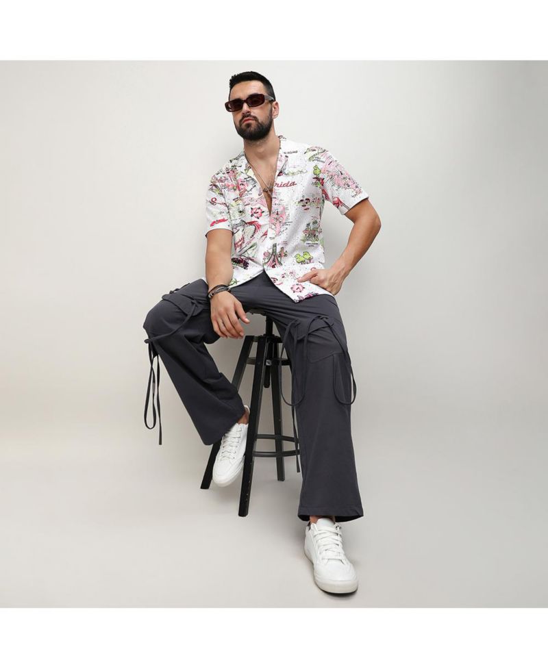 Men's Chalk White:Blush Pink Maps Shirt