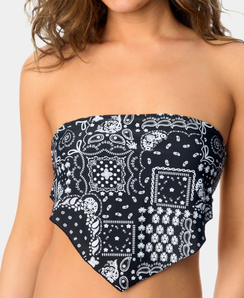 Women's Bandana Print Bandeau Neck Swim Bikini Top