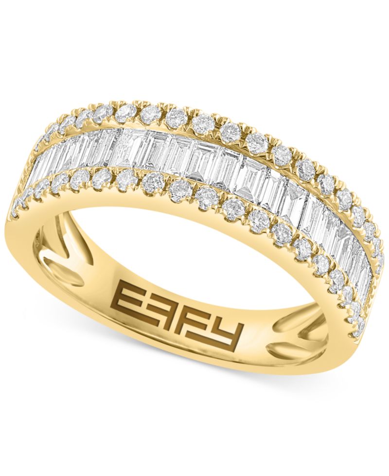 EFFY® Diamond Baguette & Round Band (7/8 ct. t.w.) in 14k White Gold (Also available in 14k Gold)
