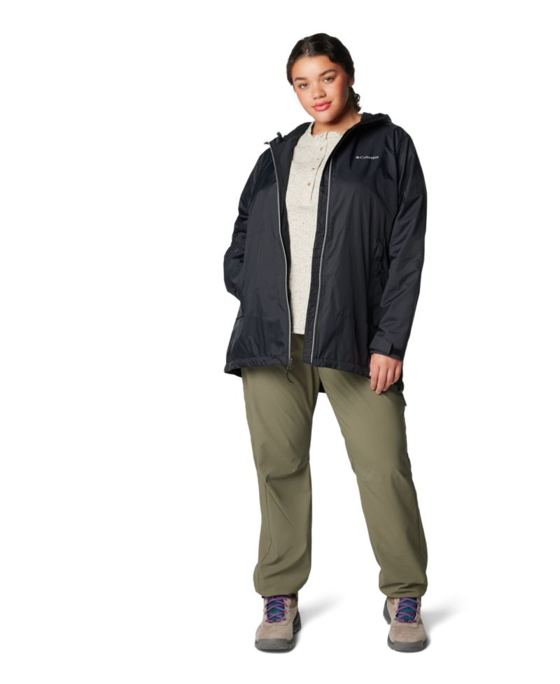 Plus Size Switchback Lined Long Zipper Jacket