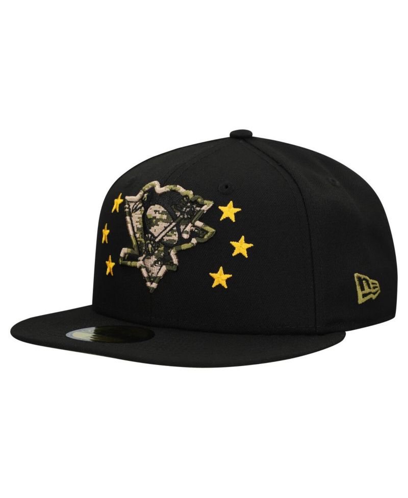 Men's Black Pittsburgh Penguins Military Appreciation Digital Camo Stars 59FIFTY Fitted Hat