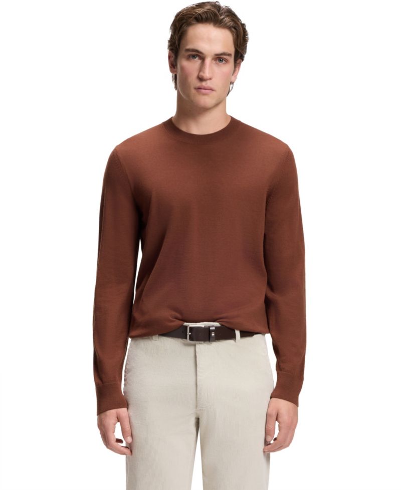 Men's Virgin Wool Crew-Neck Regular-Fit Sweater