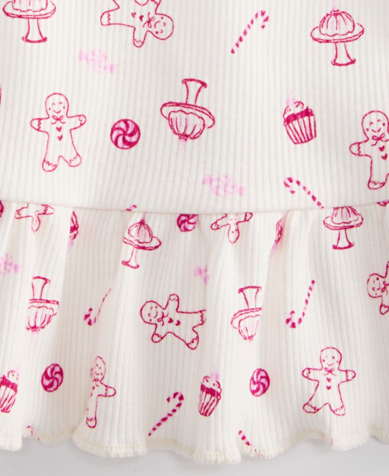 Baby Girls' 3M-24M Mix & Match Long-Sleeve Little-Treats-Print Peplum Ribbed Top