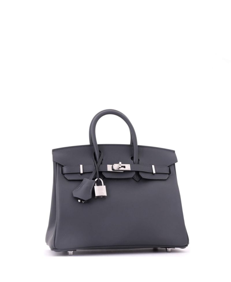 Pre-Owned Hermes Birkin 25 Handbag Grey Swift with Palladium Hardware