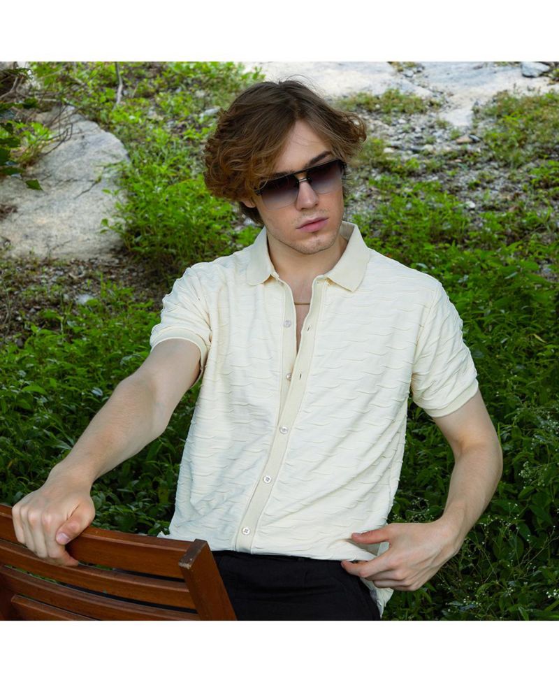 Men's Solid Creased Knit Shirt