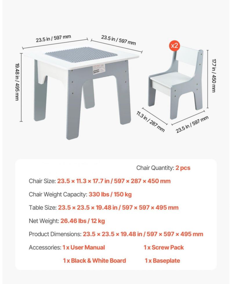 4-in-1 Kids Activity Table & 2 Chairs Set, Double-Sided Graffiti/Blocks Top w/ Storage, Ages 3+