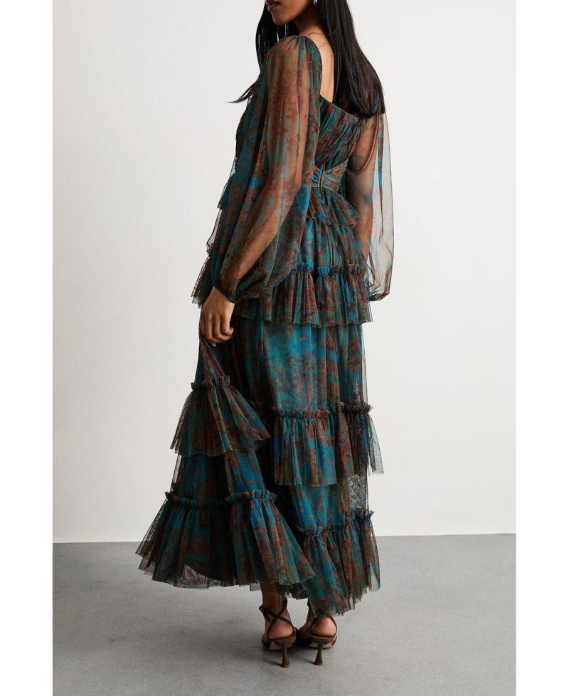 Women's Abstract Print Cut Out Maxi Dress