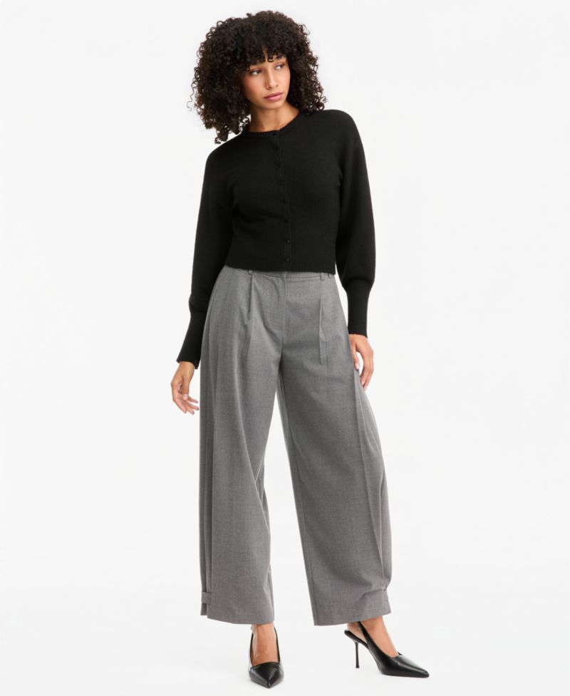 Women's Sculpted Crewneck Long-Sleeve Cardigan