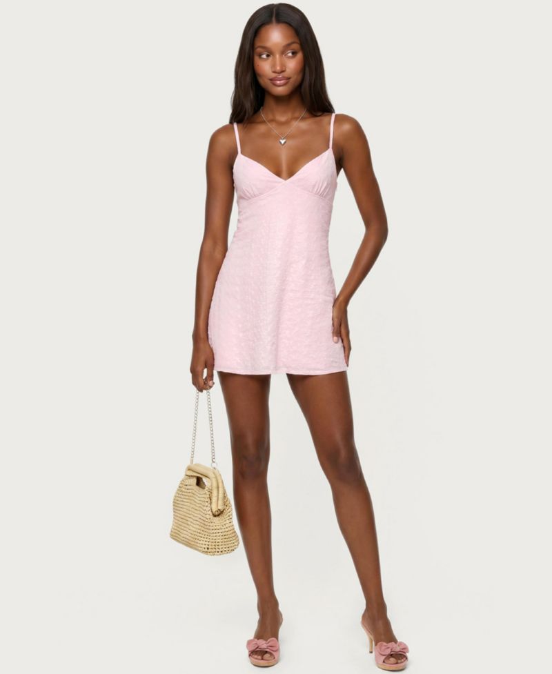 Women's Iman Embroidered Cotton Cutout Mini Dress