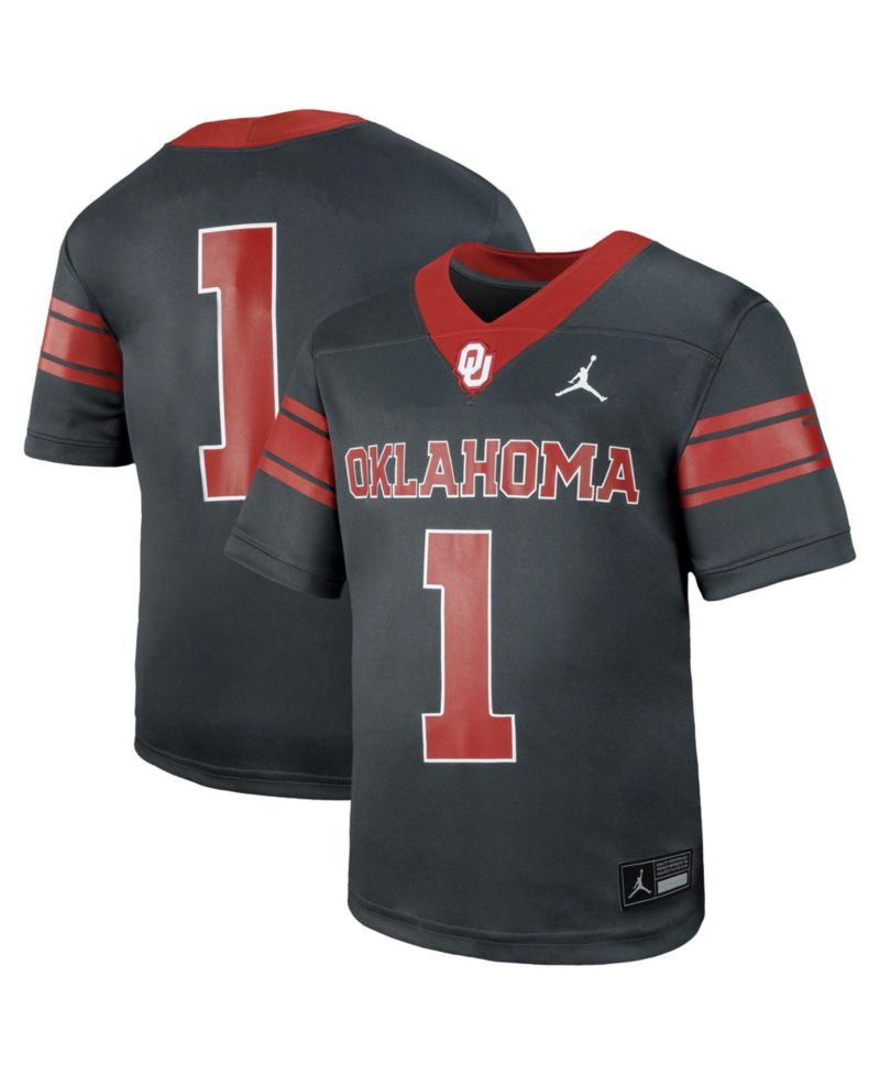 Big Boys and Girls 1 Anthracite Oklahoma Sooners Alternate Football Game Jersey