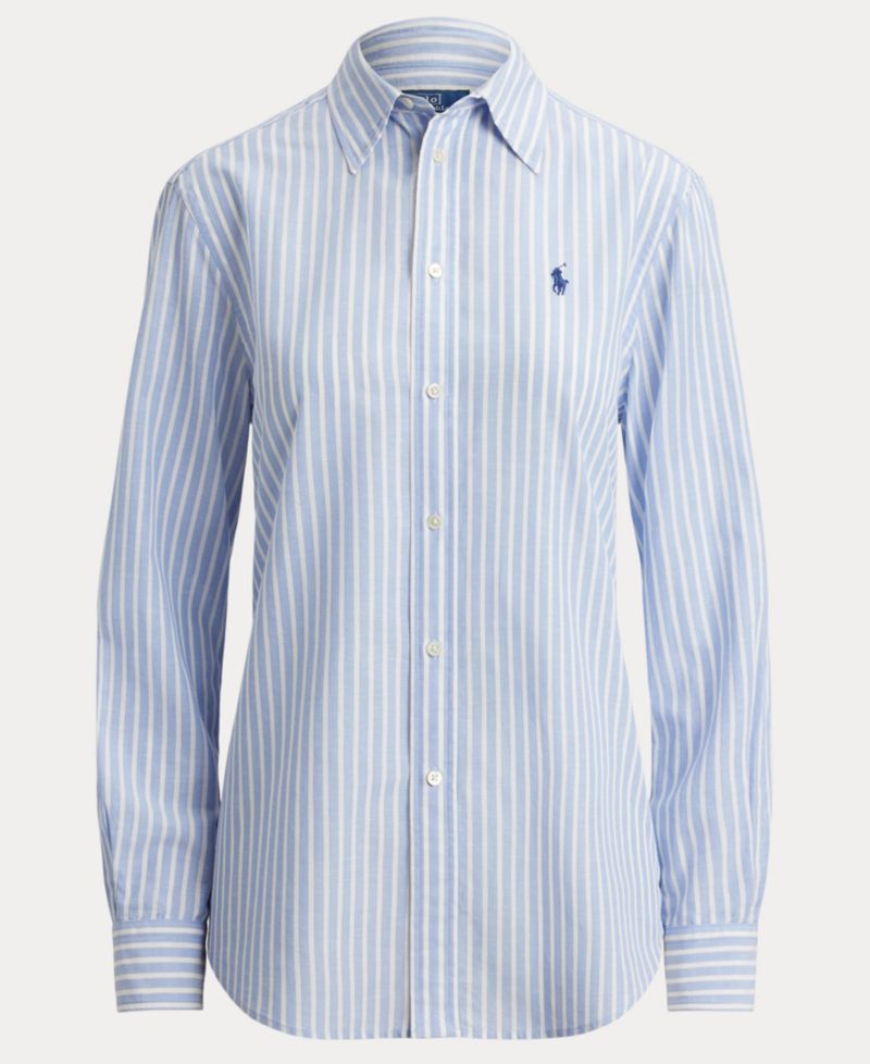 Women's Striped Long-Sleeve Button-Front Shirt