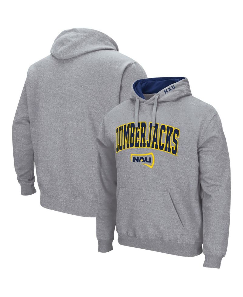 Men's Heathered Gray Northern Arizona Lumberjacks Arch and Logo Pullover Hoodie
